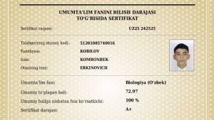 Yana bir qashqadaryolik o‘quvchi 189 ball oldi
