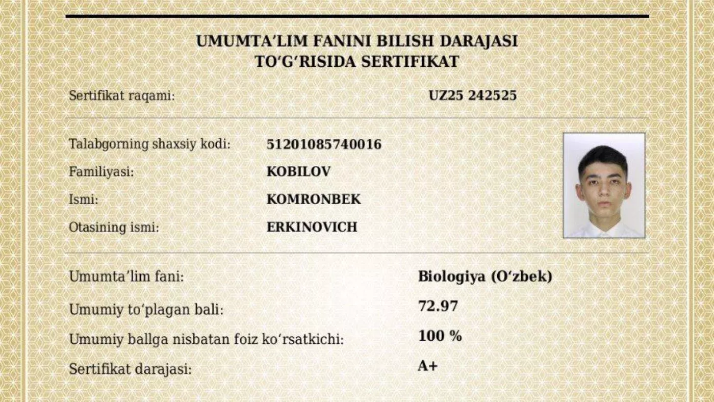 Yana bir qashqadaryolik o‘quvchi 189 ball oldi
