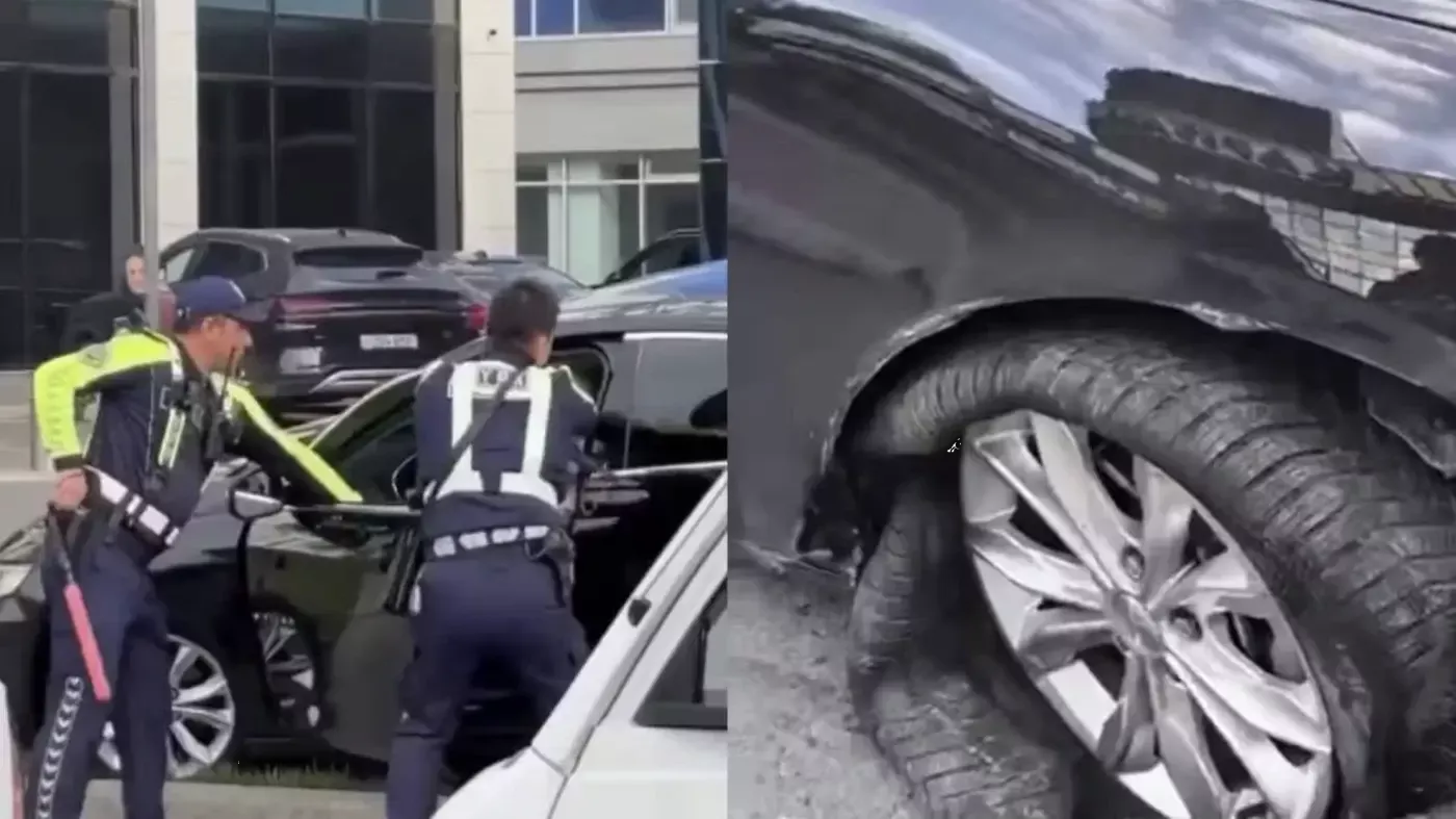 Toshkentda haydovchi YPX xodimini “kapot” ustida sudrab ketdi (video)